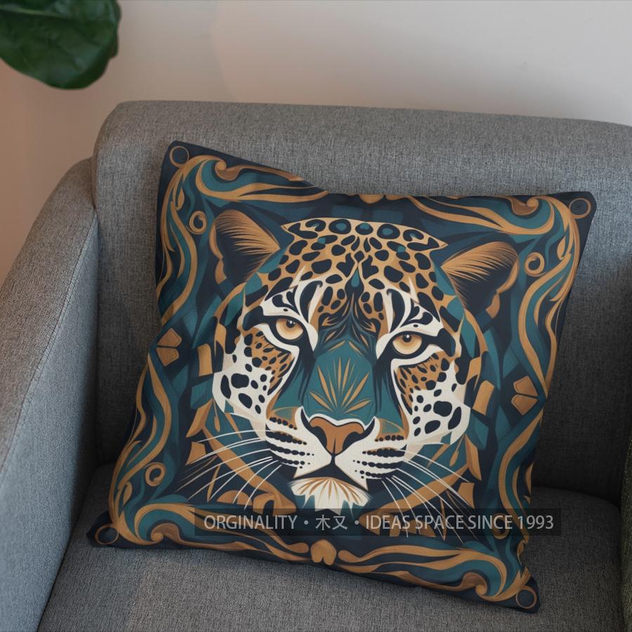 2D Leopard-Print Square Pillow For Modern Home Pattern Cushion Cover Suitable For Sofa Bedroom Car Pillow Cover