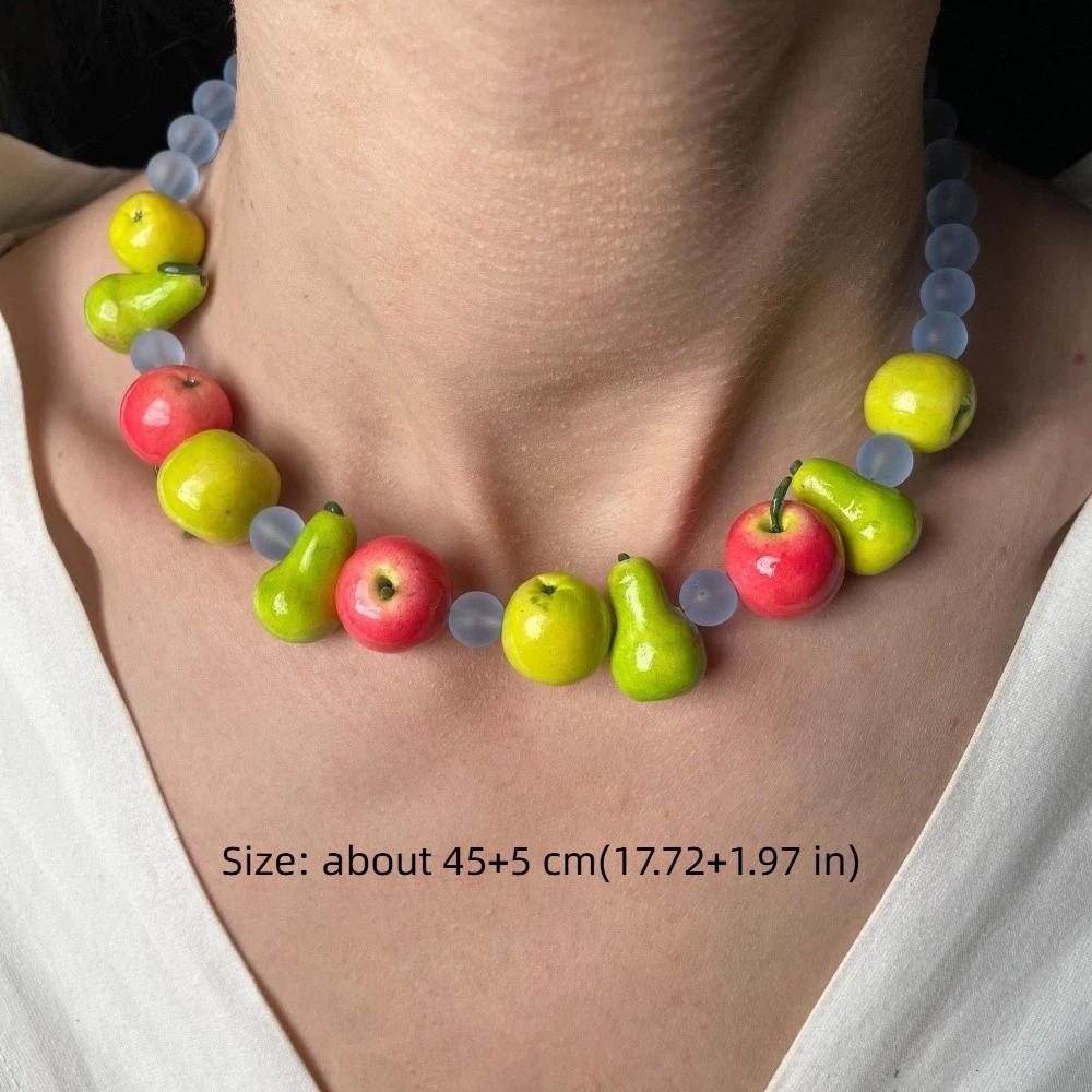 Colorful Beaded Fruit Necklace Bohemian Fruit Charms Necklaces Fashion 3D Fruit Choker Jewelry