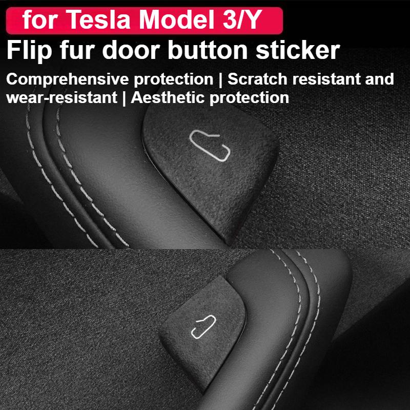 For Tesla Model 3 Y 2017-2025 New Model 3 Y Juniper Suede Door Switch Lock Button Trim Decor Car Sticker Interior Accessories