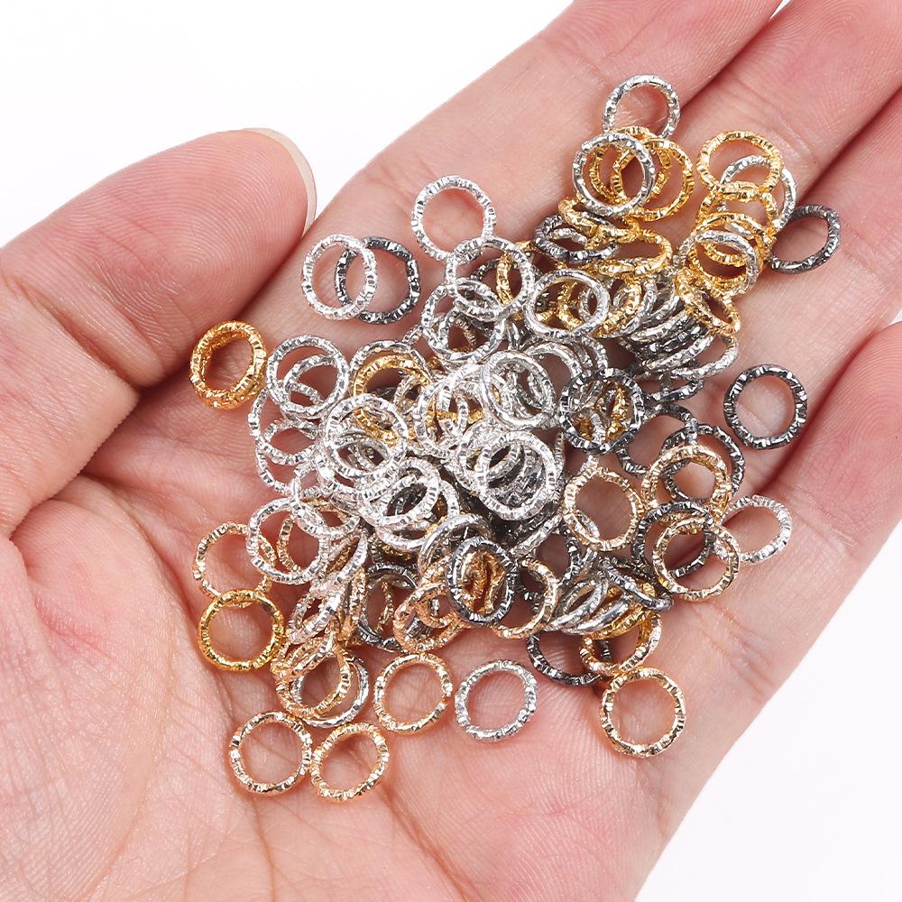 100pc Diy Jewelry Findings Textured Jump Rings Metal Connectors for Craft Making Jewelry Supplies
