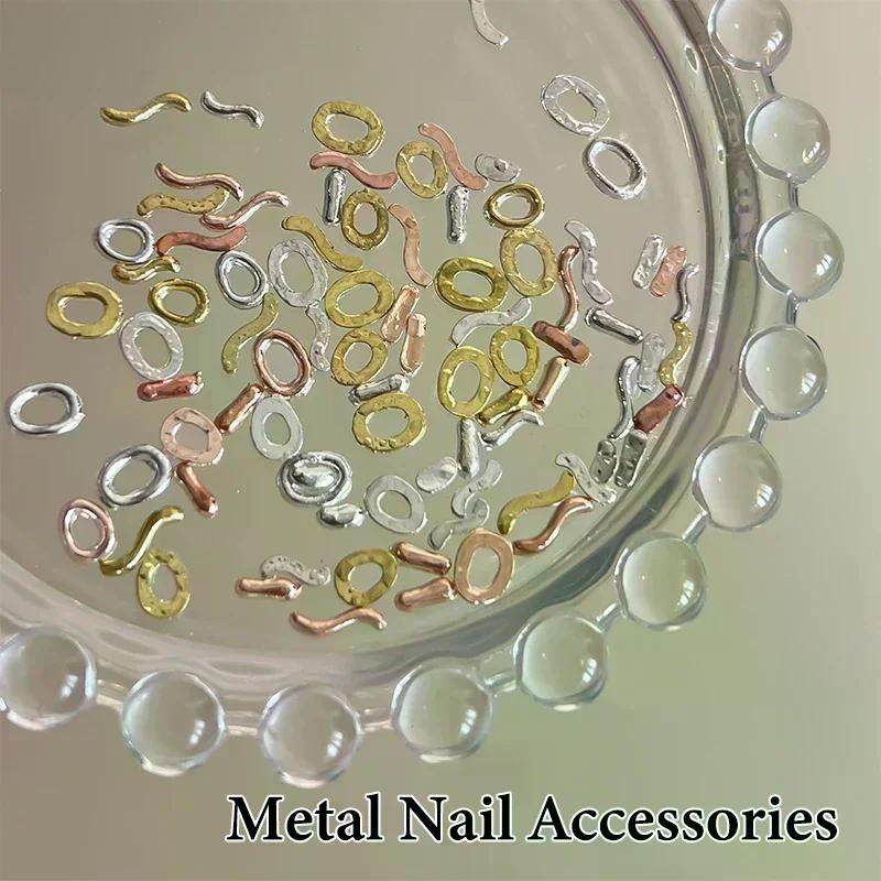 20 stuks Onregelmatige Metalen Nail Art Charms Sieraden Barok Platte Bodem Ovaal Holle Vorm Gedraaide Nagel Accessoires