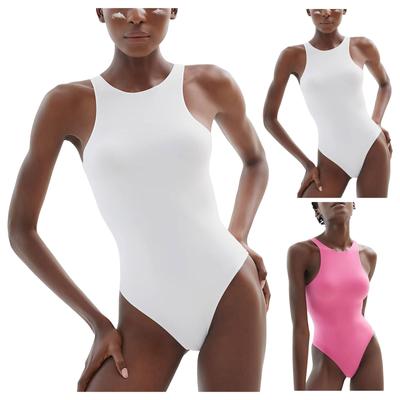 Butterweicher Body mit hohem Halsausschnitt für Damen, sexy Ausschnitt, ärmelloses Tanktop