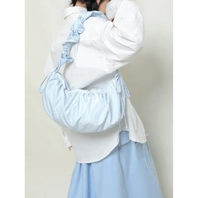 Korean Pleated Silky Cloud Dumpling Bag Niche Design Women Underarm Shoulder Bag Capacity Nyl Crossbody Bag For Young Girl