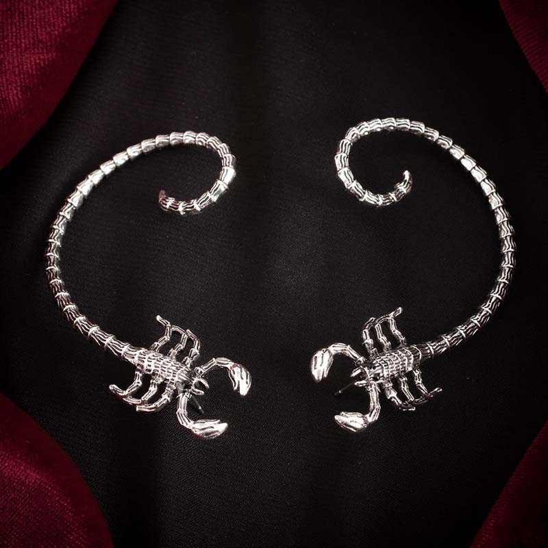 Punk Gothic Scorpion Stud Earrings For Women Exaggerated Metal Animal Snake Ear Clip Piercing Earrings Zircon 2023 Trendy