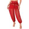 Bauchtanz-Kostüm für Damen, Laternenhose, seitlich geteilte Pailletten, glänzende Haremshose, arabische Halloween-Hose