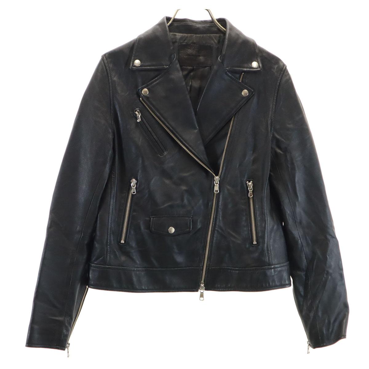 

green label relaxing leather Double riders jacket 40 black Women Used