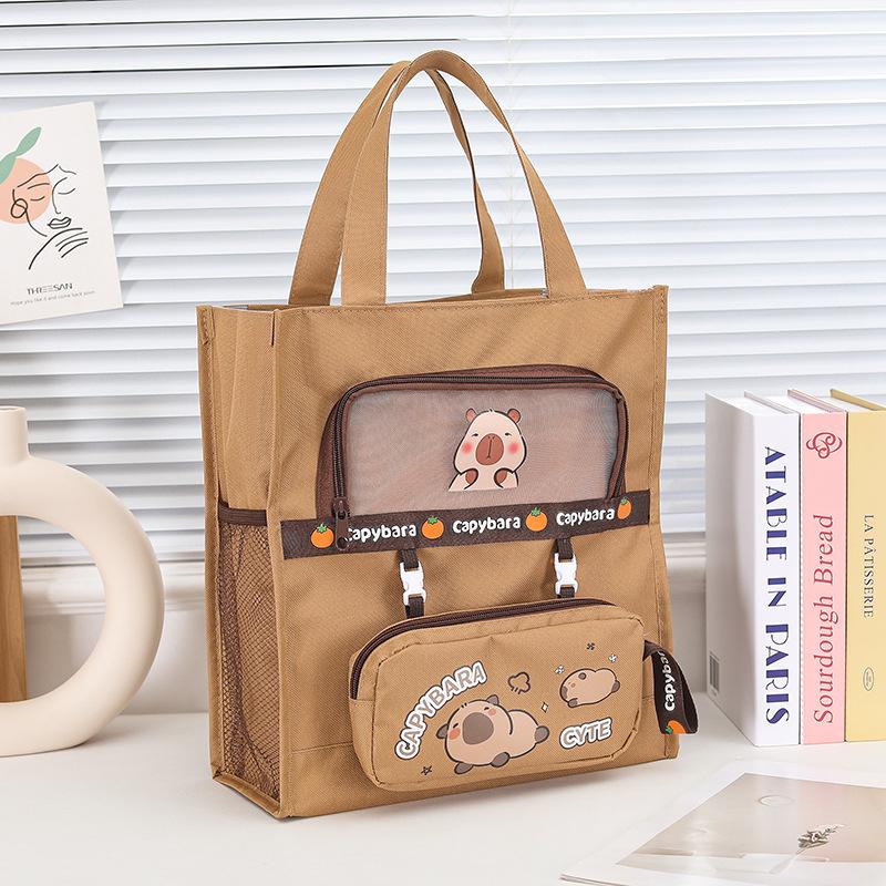 Capybara Leinwand Bleistift- und Dokumententasche für Grundschüler