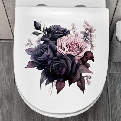 Dark Purple Flower Wall Stickers Creative Bathroom Toilet Decoration Toilet Lid Waterproof Sticker