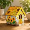 Artigianato da scrivania fatto a mano Kit Pittura con strass Casa di Natale 3D, Set Artigianale Fai da te Capanna Girasole in Legno, Ornamento Artistico Artigianale per Decorazione
