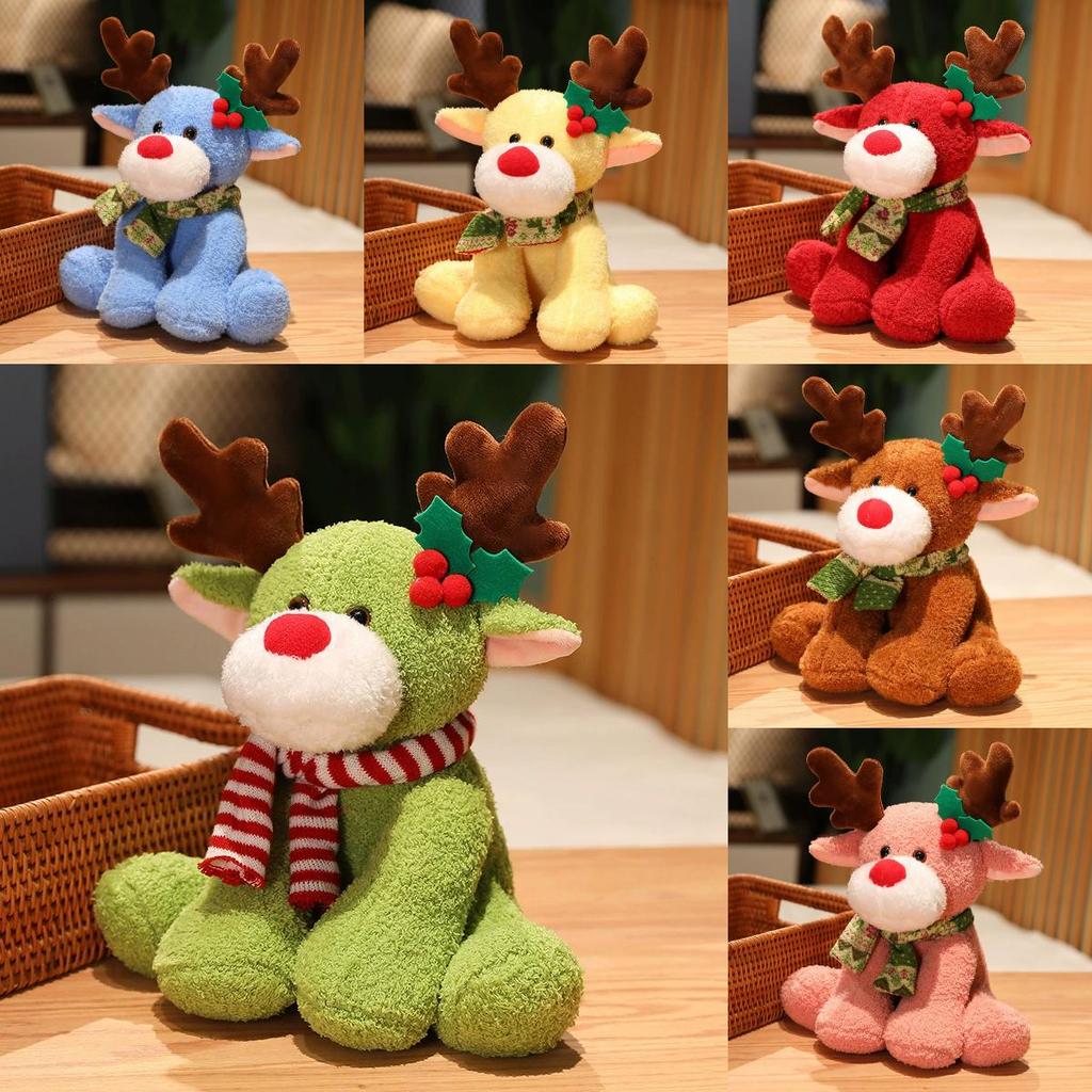 Toy Plush Reindeer Christmas Stuffed Doll Gift For Kids Decorations Bedroom