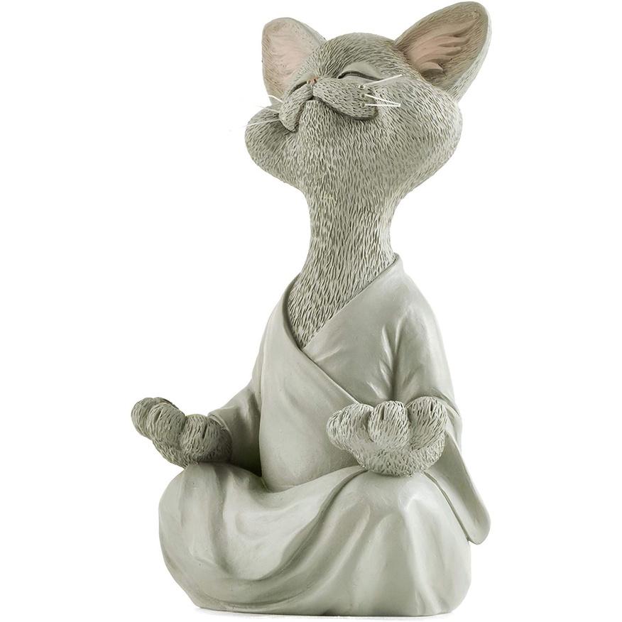 Cat Whimsical Buddha Figurine Meditation Yoga Collectible Home Decor Lover Gifts