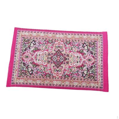 1/12 Floor Carpet Scenery Supplies Living Room Pretend Play Woven Rug Decoration