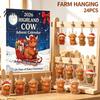 Decorative Acrylic Charms Highland Cow Christmas Advent Calendar with 24 Ornaments, Festive Countdown Unique Decorations Box for Holiday Tree Hanging