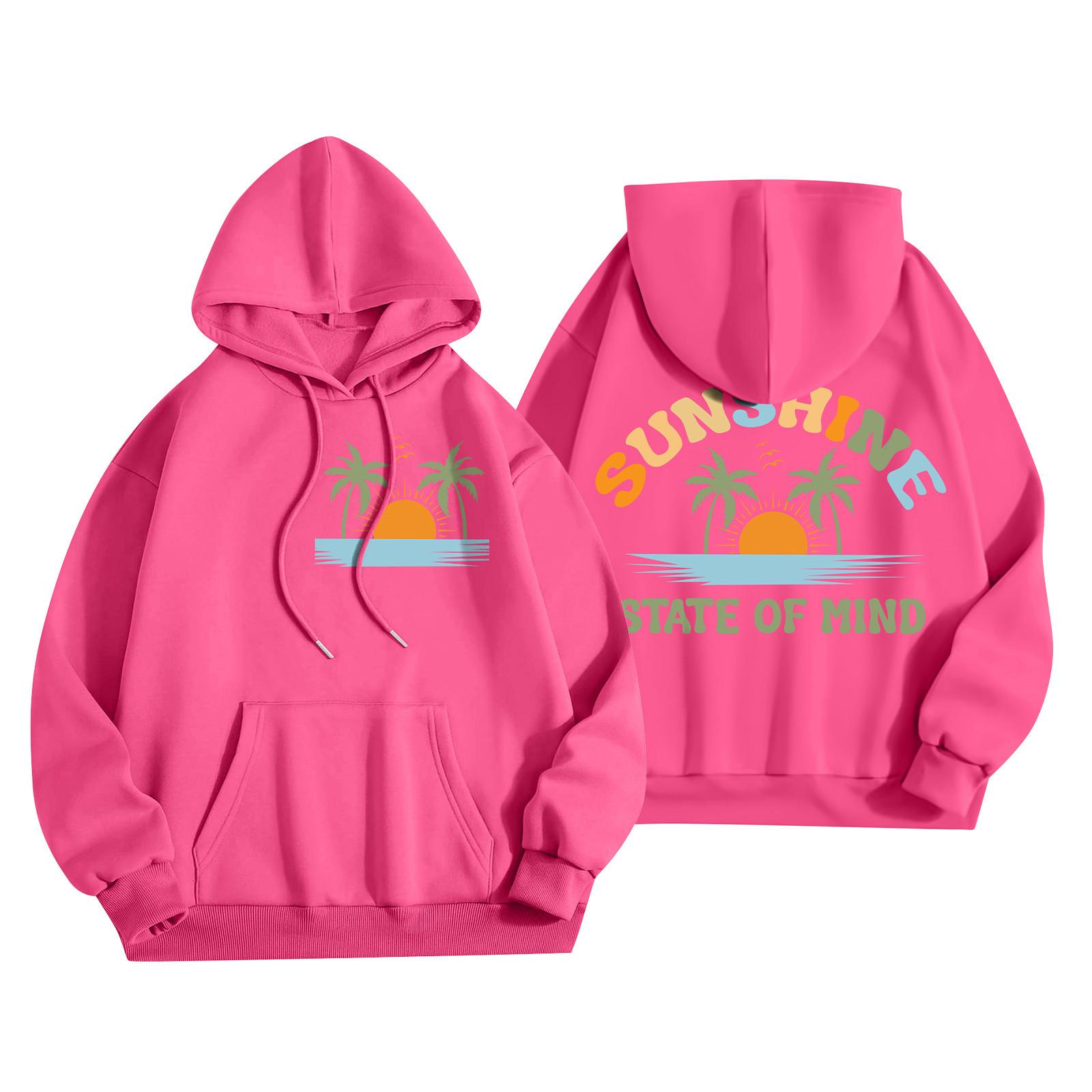 

Толстовки для девочек-подростков с длинным рукавом и принтом букв, повседневные графические толстовки с капюшоном, пуловер с завязками, симпатичная толстовка большого размера XL красный