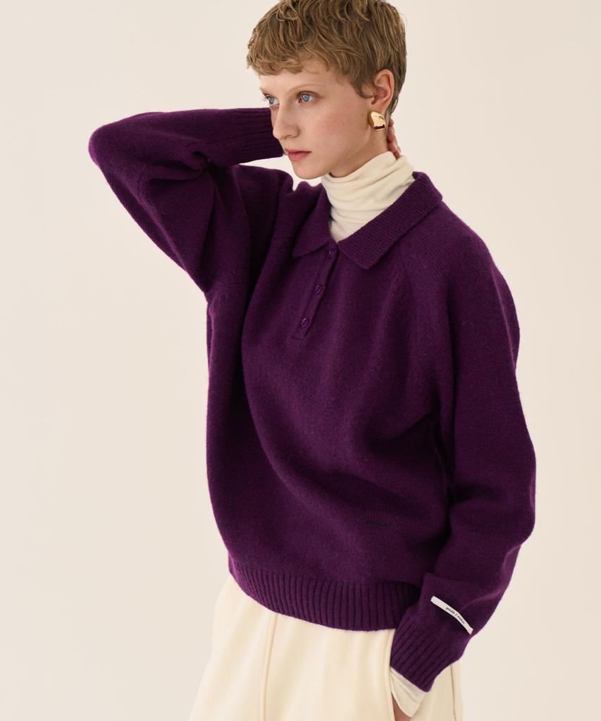 GRIDAJ Polo Knit Sweatshirt _ Violet