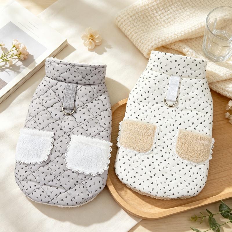 Cute Print Dog Down Jacket Soft Plush Dog Clothes Luxury Puppy Jacket Coat Winter Warm Cat Vest Cozy Pet Overcoat Bichon Apparel