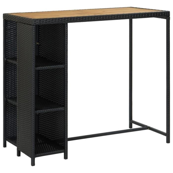 VidaXL Table de bar avec rangement Noir 120x60x110 cm Résine tressée