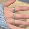 Super White Fritillary Enamel Blue Ring Women'S Niche Design Adjustable Index Finger Open Ring Light Luxury High-End Ring