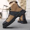 British Martin boots men's 2025 new cowhide medium tube retro tooling boots American flip fur platform leather boots