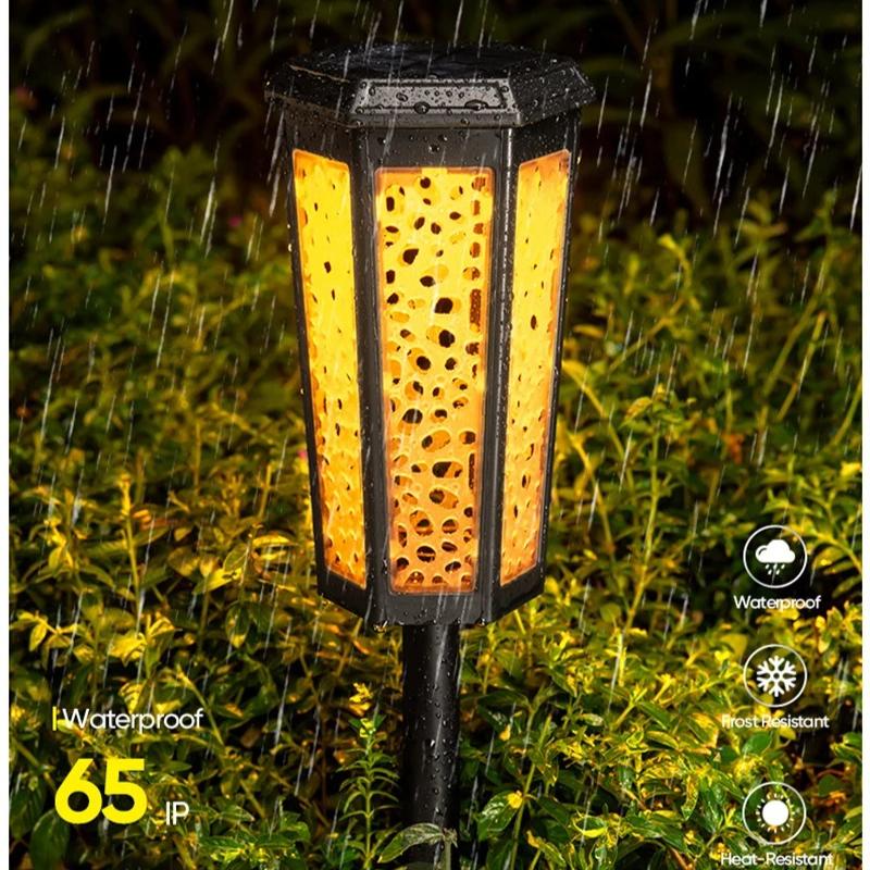 Solar Powered Pathway Landscape Lights Outdoor Waterproof Dusk to Dawn 2 Modes Warm White & White Modern Garden Lights for Path Yard Walkway Driveway