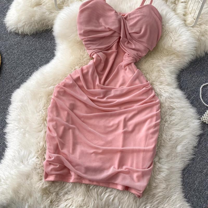 RUGOD Sexy Hot Girl Backless Suspender Dress Women's 2022 New Summer Blue Tight Hip Short Dress