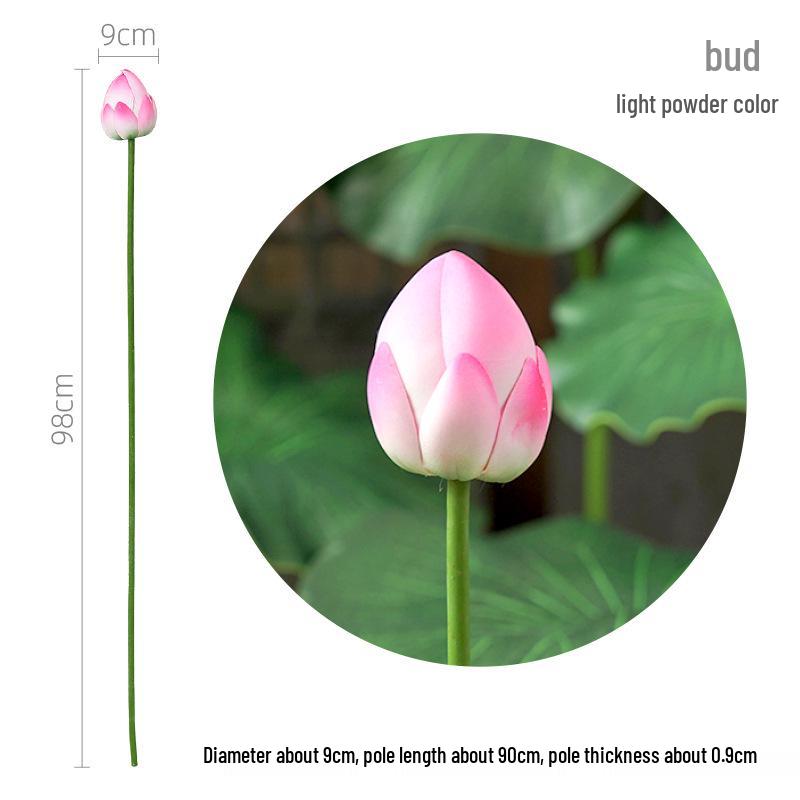 Duży sztuczny kwiat lotosu i liść do dekoracji stawu i jako rekwizyty do tańca, zielona łodyga