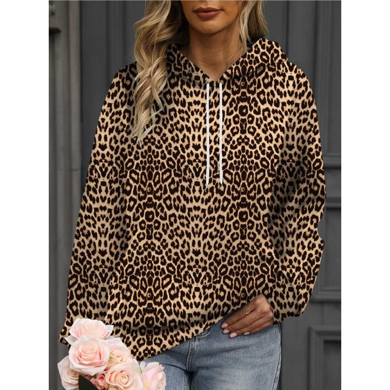 Womens Oversized Hooded Sweatshirt With 3D Print Soft Cotton Blend Long Sleeve Pullover Casual Wear