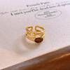 18k Real Gold Electroplated Zircon Tiger's Eye Double-layer Open Ring Retro Index Finger Ring Niche Design Ring Female