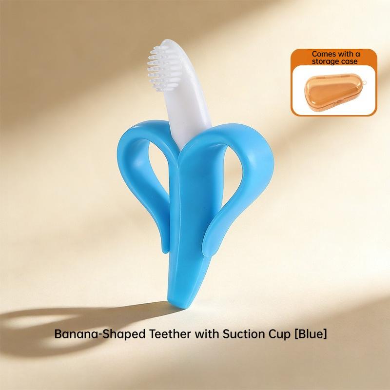 Banana Baby Teether Silicone Toothbrush Toy Baby Anti Hand sucking Artifact Soothe Oral Period Banana Gum Teething Stick синий