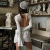 Beach Skirts for Women Solid Color Sexy Lace Beach Bikini Swimsuit Hoodie Dress