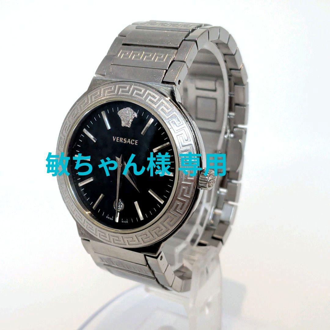 Used Satoshi-chan ReserveVERSACE Versace Medusa Date Greca pattern black dial wristwatch QLQ