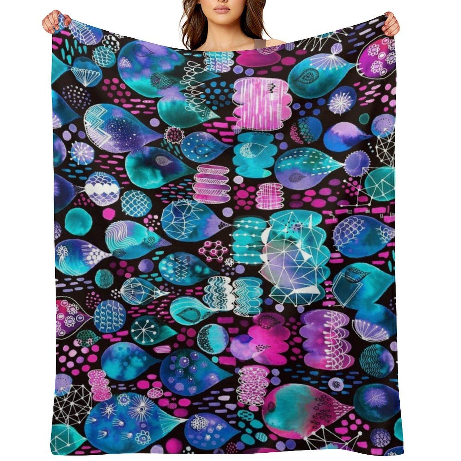 

Rainy dreams embroidery pattern Throw Blanket Vintage Luxury Hairy Nap Blankets 30x40in