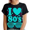 Adoro os Anos 80 Vestido Fantasia Globo Despedida de Solteira Neon Festival T-Shirts Femininas2#TA-193