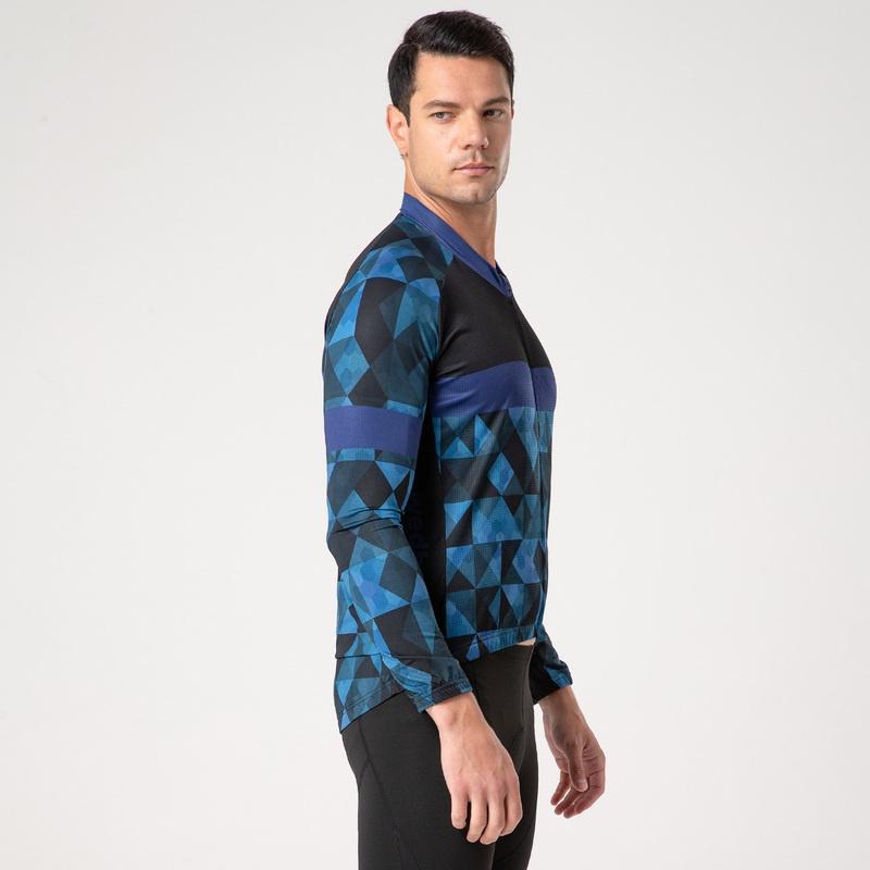 Respirável equitação bicicleta jerseys conjunto de roupas de ciclismo secagem rápida dos homens manga longa roupas terno usar calças justas