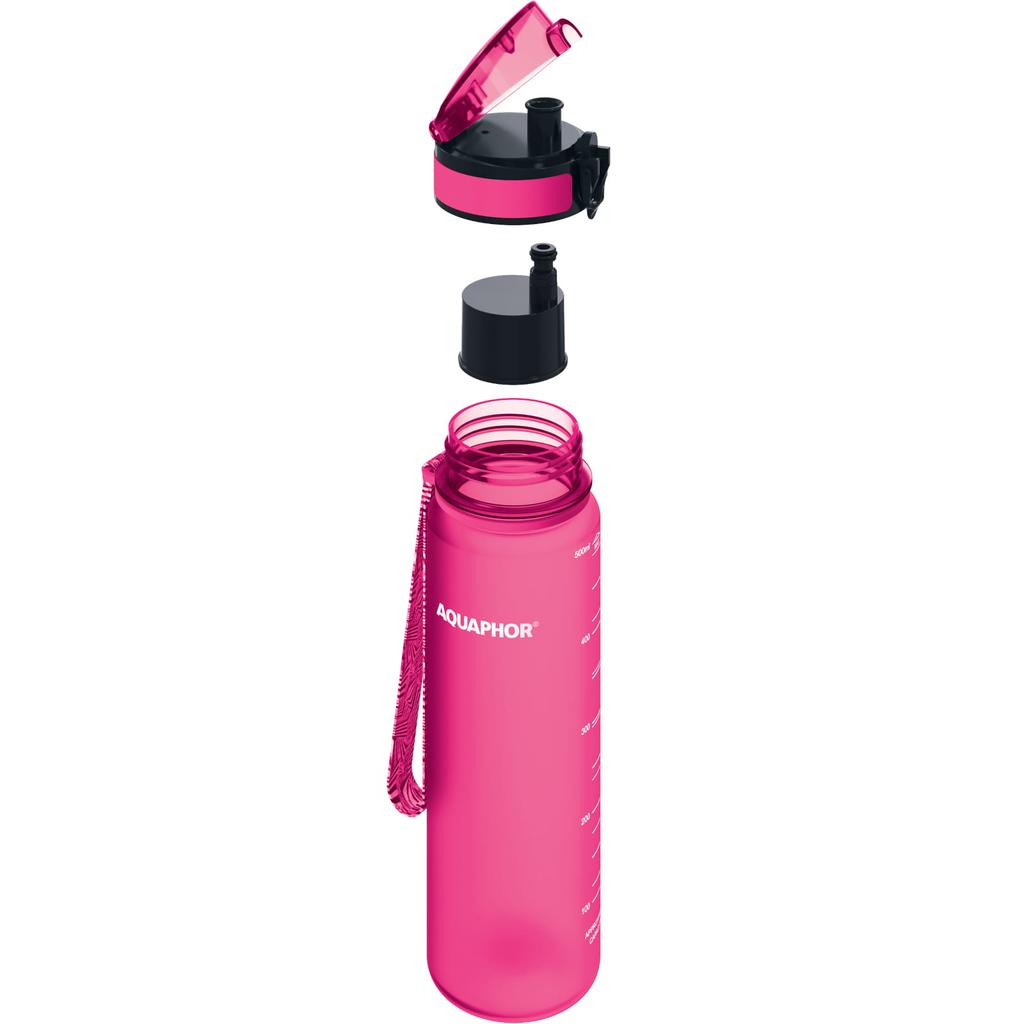 Bidon, Butelka Filtrująca Aquaphor City 0,5L Tritan + Filtr Wody, Różowa