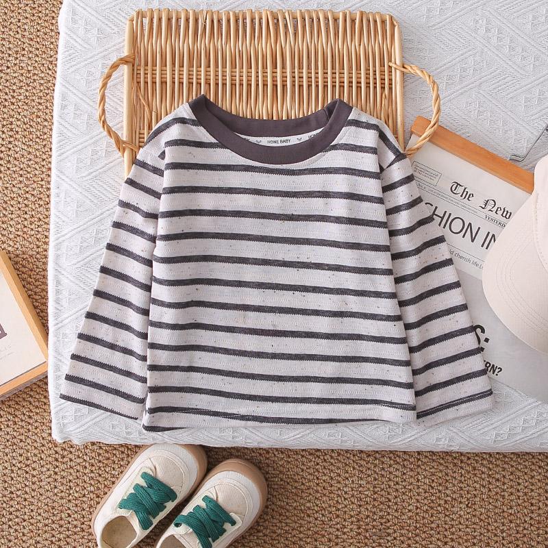 Dreiteiliges Langarmset für Jungen im Alter von 0 bis 5 Jahren, Kinder-Arbeitswesten-Set, Gestreiftes Oberteil+Arbeitshose