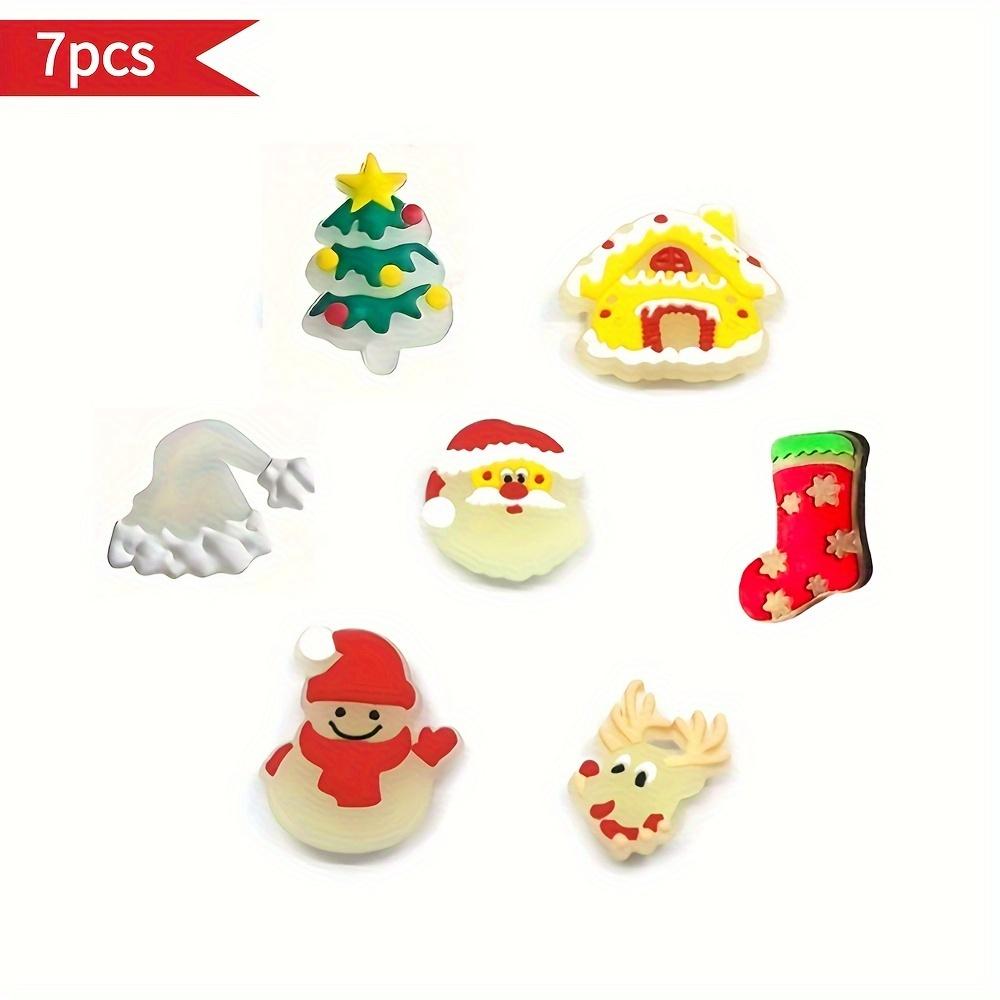 7pcs Luminous Christmas Shoe Charms for Crocs for Bubble Slides Sandals Santa Claus Slippers Accessories Xmas Day Gift