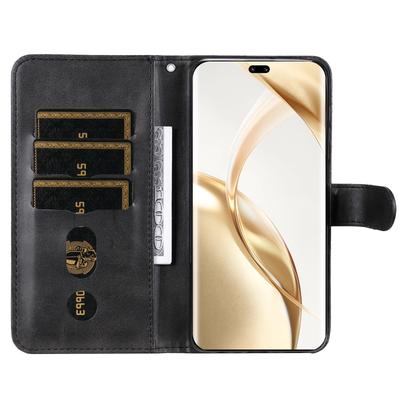 Etui na Honor 200 Pro 5G Tekstura cielęcej skóry Kieszeń na zamek błyskawiczny Skórzany pokrowiec na telefon
