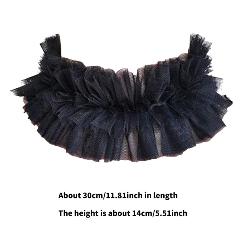 Colletto Finto a Strati Ruffled in Rete Vintage Staccabile per Costumi Vittoriani Rinascimentali Sciarpa Collo