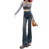 Trend street micro-pull jeans women's spring and autumn new high-waisted slim-fitting, thin and high-flared jeans