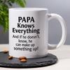 1pc 11oz Spanish Father'S Day Coffee Mug, Father'S Day Gift: Papa Knows Everything MugFunny Daddy Joke Coffee Cup for Dad, Father, Grandpa, or PapaUni