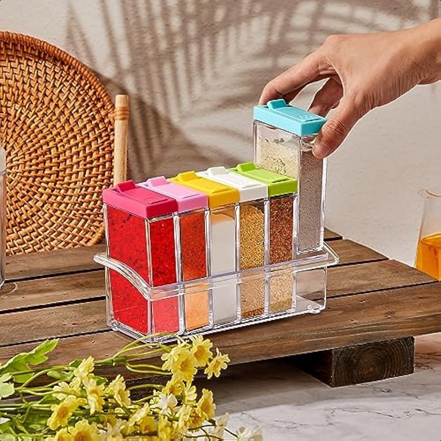 

24 шт. баночки для специй, цветные пластиковые шейкеры для приправ, коробка-шейкер с крышкой и подносом, набор для приправ, многоконтейнерный для путешествий, кемпинга United States