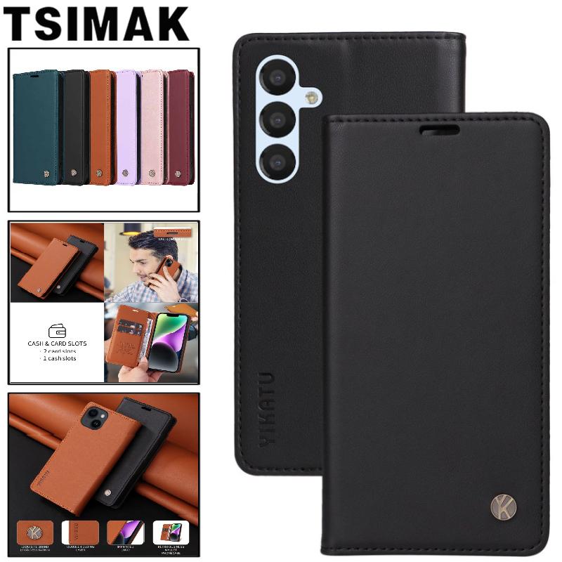 Business Leather Case For Samsung A14 A24 A34 A54 Strong Magne Flip Wallet Card Cover for Galaxy A13 A23 A33 A53 A73 4G 5G Funda