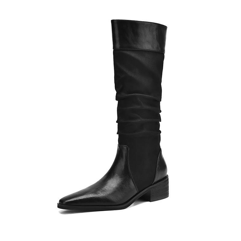 

Maillard West Boots Splicing Pointed Tall Pile Boots Medium Boots 40 чорний