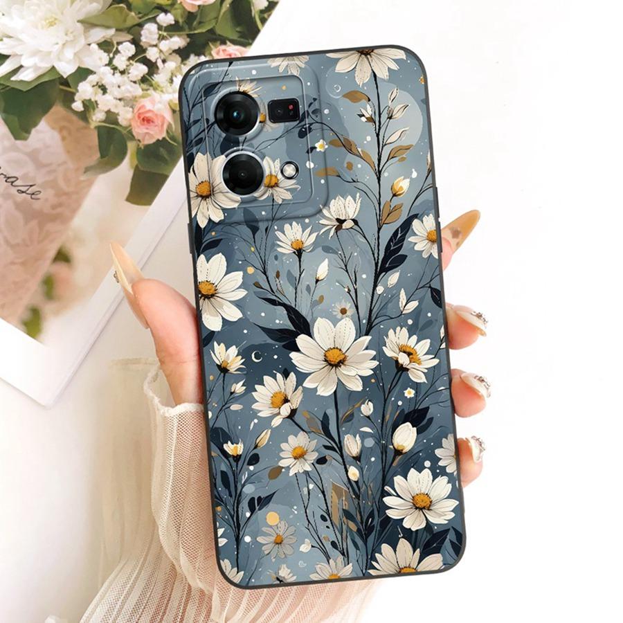 For OPPO Reno7 Reno8 4G Case Len Proective Back Cover flower Bow Soft Silicone Funda for OPPO F21 Pro Reno 7 4G Shockproof Capa