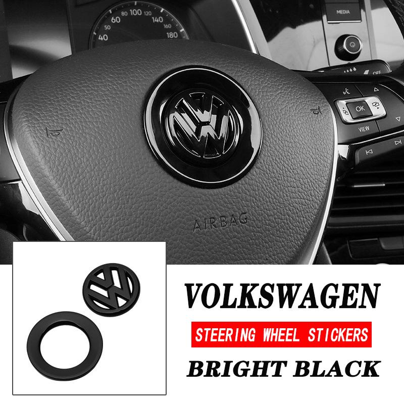 Voor VOLKSWAGEN Auto Koolstofvezelpatroon Logo Stuurwiel Decoratie Sticker Accessoires Voor VW GTI Polo Golf 5 6 Passat Sciro