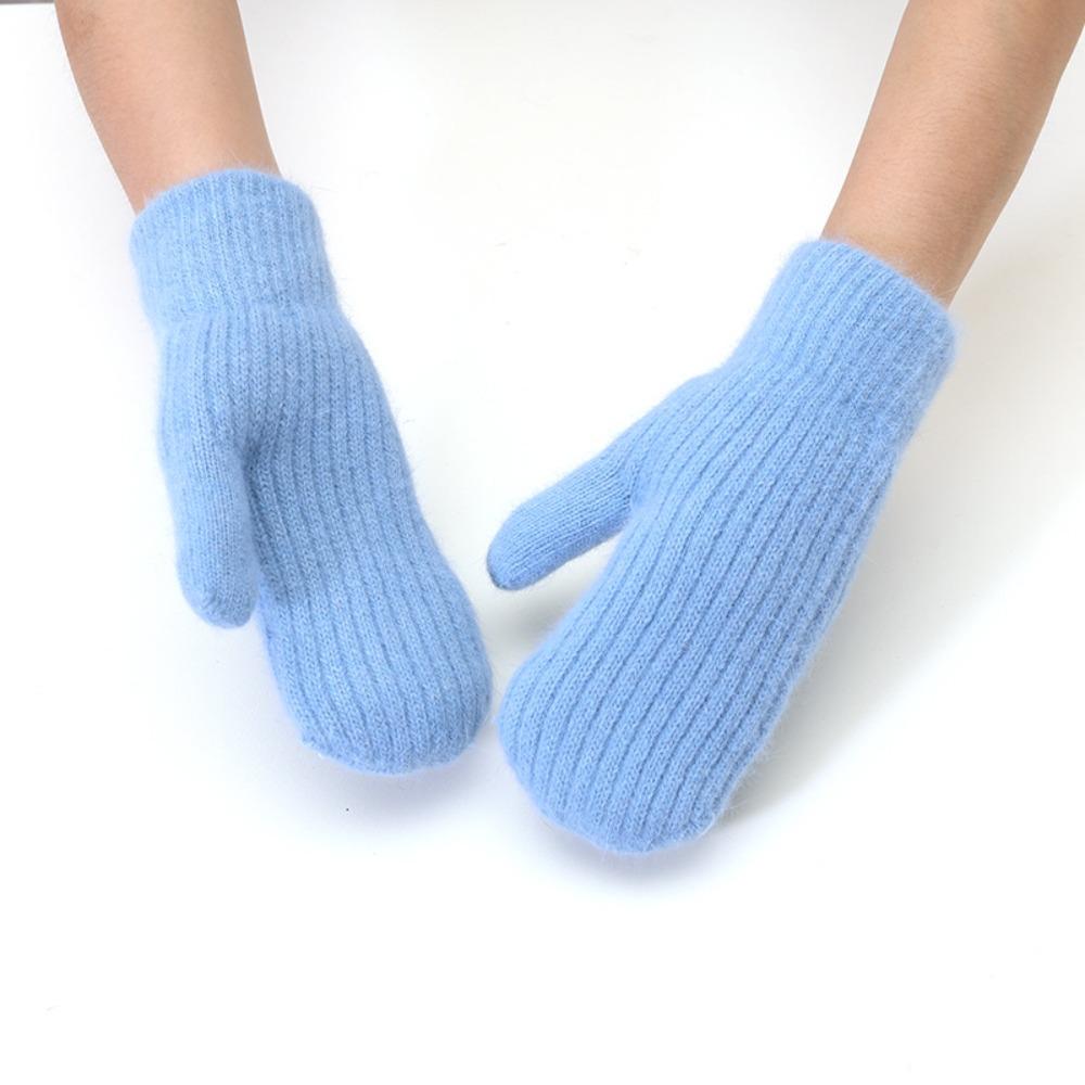 

Cold-proof Winter Plush Gloves Warm Wrist Gloves Windproof Drive Cycling Mittens Women синій