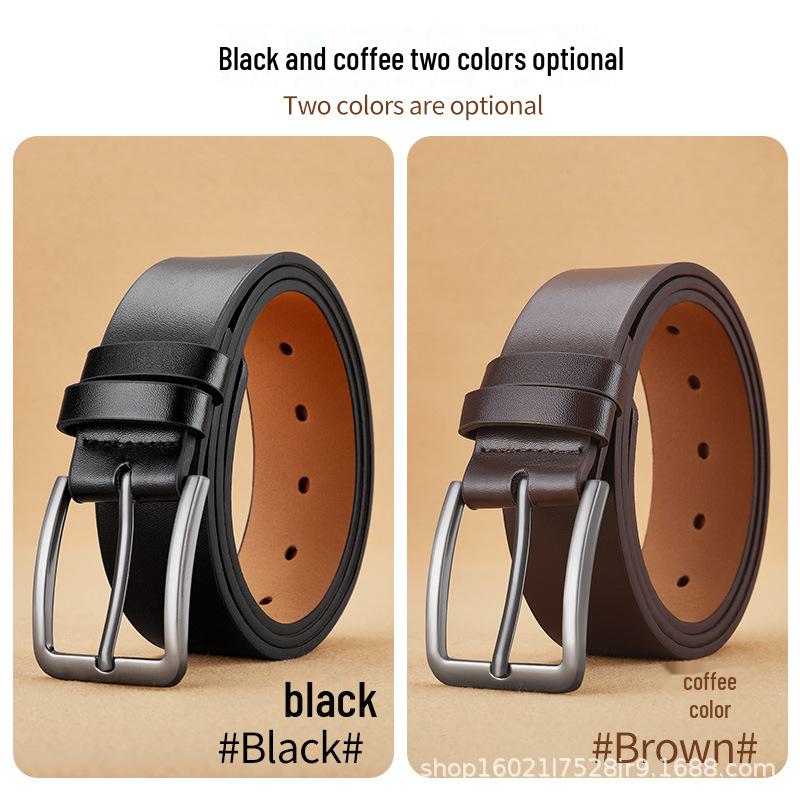 Men's High-end Leather Belt with Pin Buckle for Casual Wear, Trendy and Versatile for Young Men and Students - Korean Style