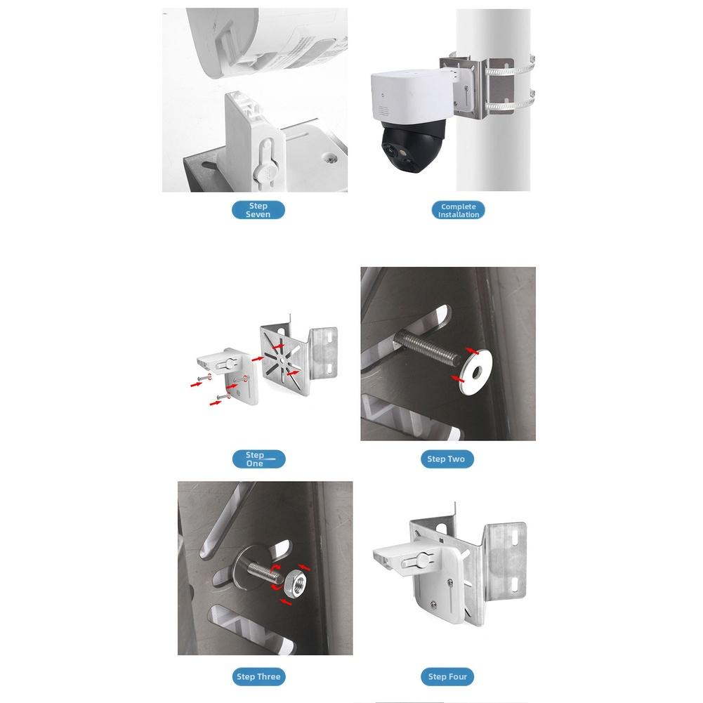 Stainless Steel Wall Mount Corner Bracket 360 Degree Rotation Security Camera Surveillance Holder White 8x6x7.5cm Hardware Tools