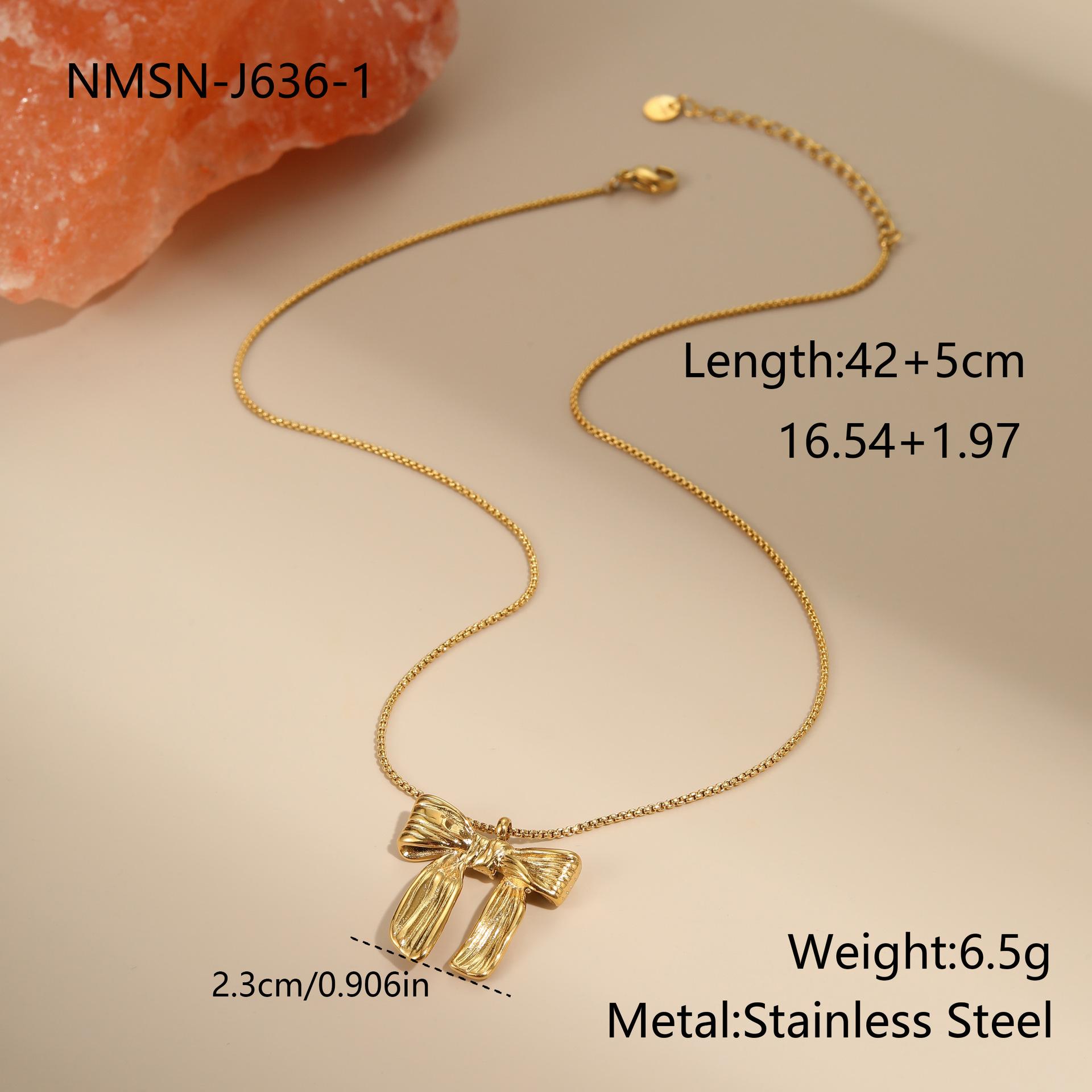 GEMCHIC Women s Bow Pendant Necklace Stainless Steel 18K Gold Plated Collarbone Chain